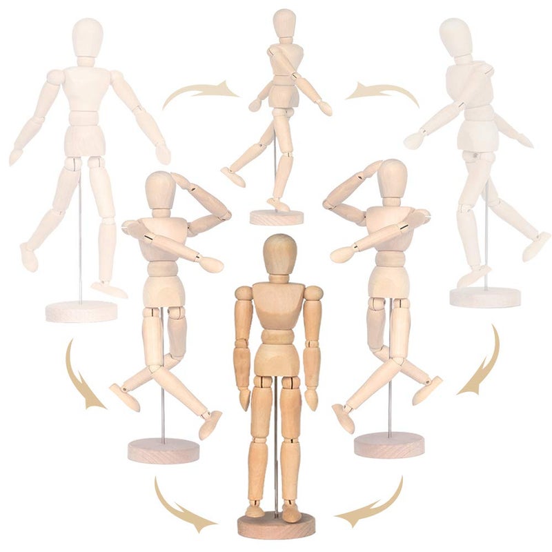 VOBRAMY 2 Pack 12 Inches Tall Wooden Mannequin Artist Manikin with Stand - Great for Drawing or Desktop Decor ï¼ˆMen and Women/Dad and Mom ï¼‰ - Image 5